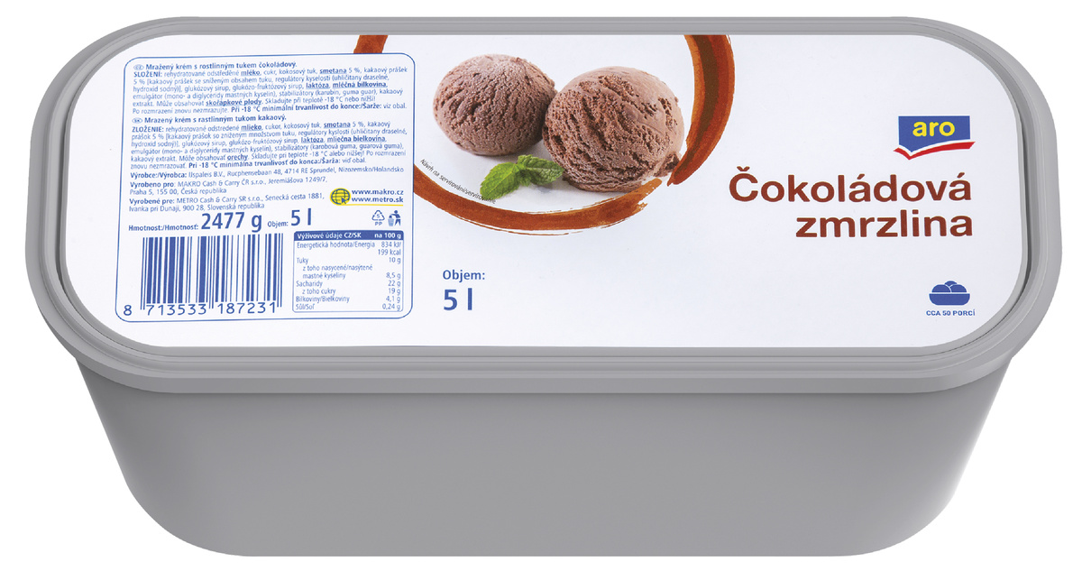 aro Zmrzlina čokoládová příchuť mraž. 5 l