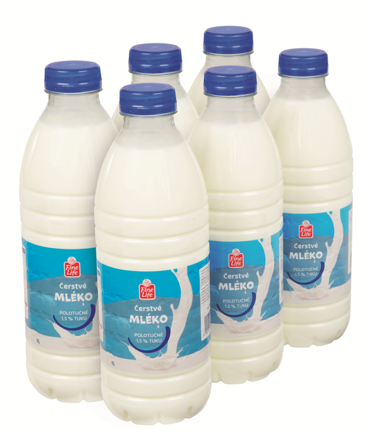 Fine Life Mléko čerstvé 1,5 % 6 x 1 l PET