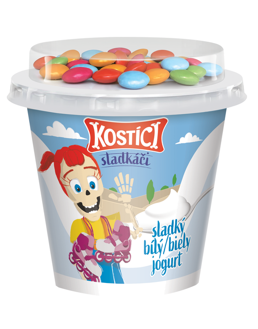 Danone Kostíci Sladkáči Jogurt sladký bílý a čokoládové dražé chlaz. 10 x 109 g