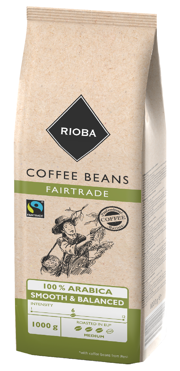 RIOBA Fair Trade 100% Arabica káva zrno 1 kg