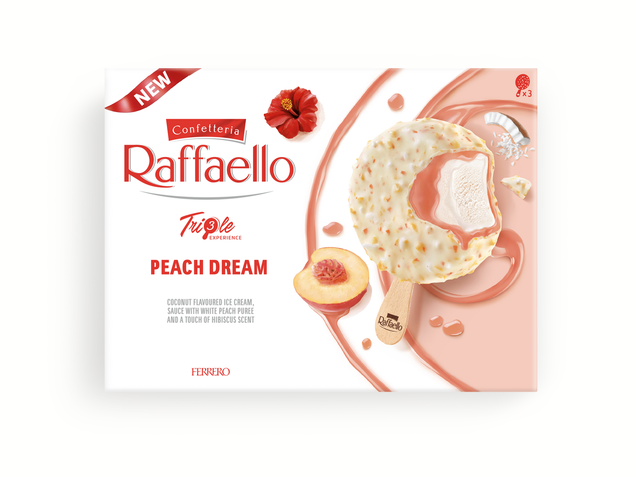 RAFFAELLO Peach/broskev zmrzlina mraž. 3 x 60 ml multipack